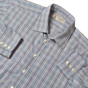 Turnbull & Asser Men's L Blue Check Dress Shirt Made in England Cotton
